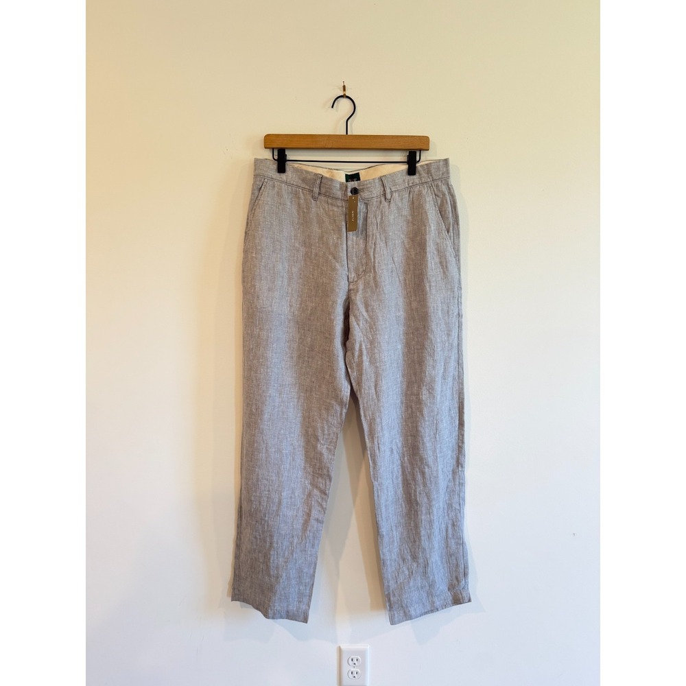 J.Crew Oarsman 100% Linen Trouser Dress Pants Mens 33x32 Grey CA092 SU24